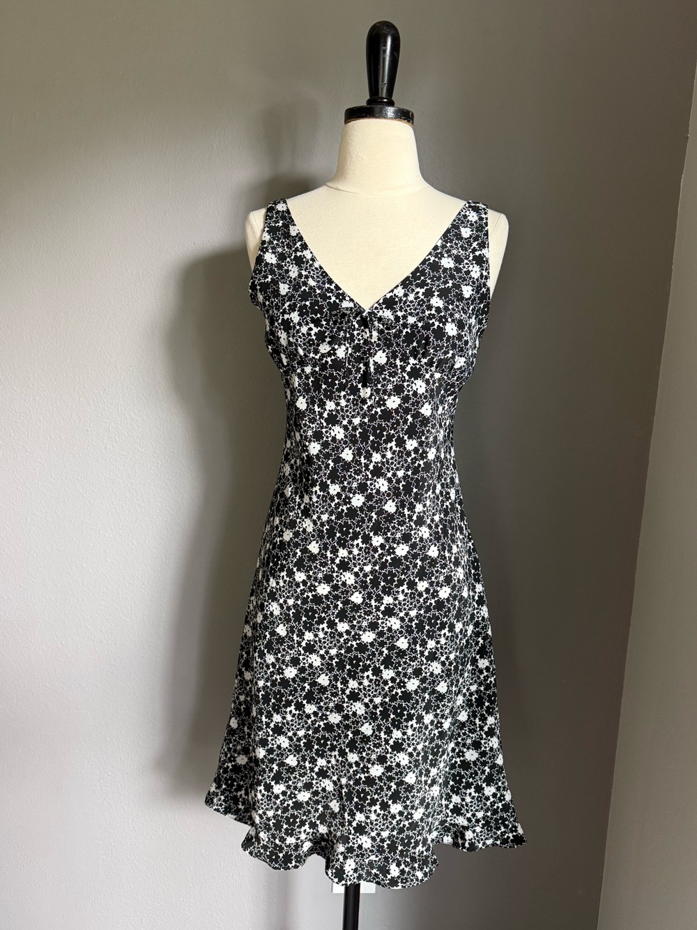 Y2K Express Strapless Black & White Floral Dress/ Small